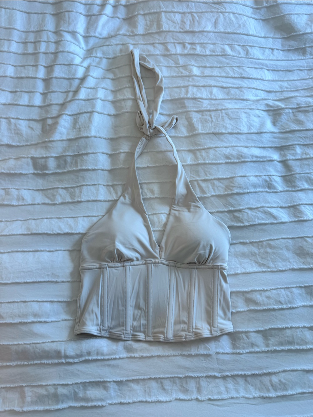 Gilly Hicks Cream Strapless Tie-Back Bustier